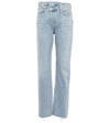 Agolde Criss Cross High-rise Distressed Straight-leg Jeans In Dimension