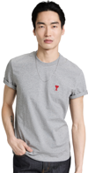 Ami Alexandre Mattiussi Ami Paris Ami De Coeur Logo Embroidered Crewneck T-shirt In Heather Grey