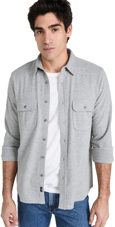 Faherty Legend Sweater Shirt In Fossil Grey Twill In Gray