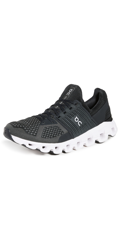 On Men's Cloudswift Lace Up Running Running Sneakers In Black/rock