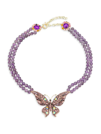 Eye Candy La Women's Luxe Leah Butterfly Metal Alloy, Agate & Glass Crystal Statement Necklace