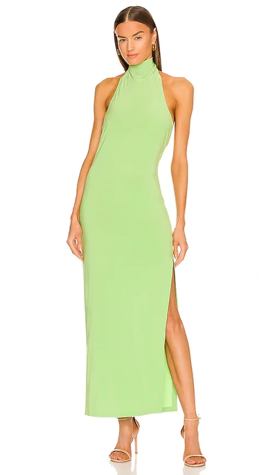 Norma Kamali X Revolve Halter Turtle Side Slit Gown In Green | ModeSens