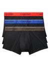 Calvin Klein 3-piece Micro Stretch Low-rise Trunks Set In Black Blue Tuscan