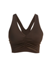 Alo Yoga Wild Thing Ruched Sports Bra In Espresso