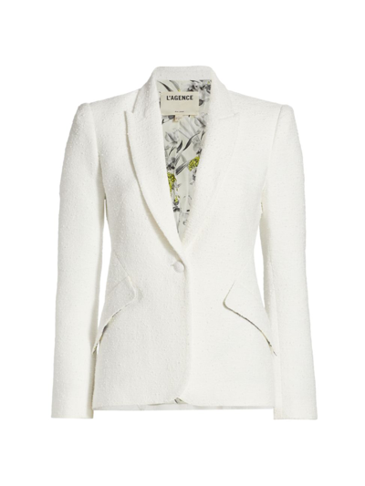 L Agence Chamberlain Single-button Blazer In Vintage White