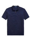 Polo Ralph Lauren Cotton Stretch Mesh Solid Custom Slim Fit Quarter Zip Polo Shirt In French Navy