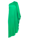 L Agence Selena One-shoulder Satin Maxi Dress In Green
