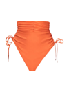 Andrea Iyamah Menasa Ruched High Waist Bikini Bottom In Orange