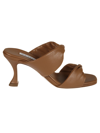 Aquazzura Twist Two-band Slide Sandals In Cuoio