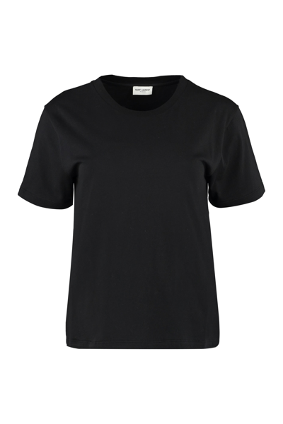 Saint Laurent Cotton Crew-neck T-shirt In Black