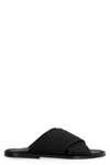 Maison Margiela Cross-strap Canvas And Leather Slides In Black