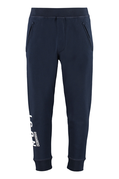 Dsquared2 Logo Detail Cotton Track-pants In Blue