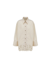 Nanushka Sabia Cutwork Button-down Shirt In Cream