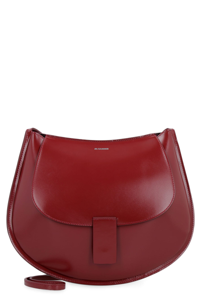 Jil Sander Leather Mini Shoulder Bag In Burgundy