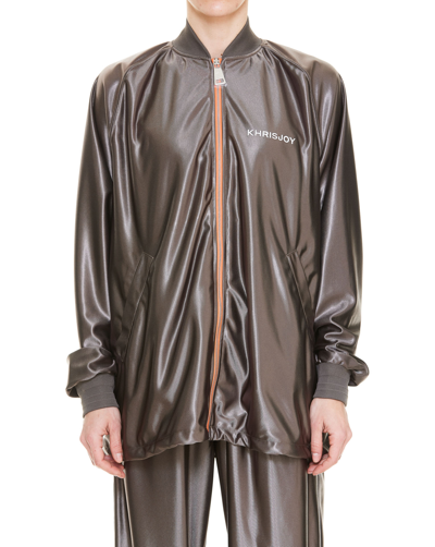 Khrisjoy Satin Tracksuit Jacket In Grey