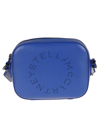 Stella Mccartney Small Perforated Logo Faux Leather Camera Bag In Jewel Blue