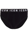 Dsquared2 Cotton Icon Slip With Logoed Waistband In Black