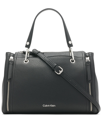 Calvin Klein Reyna Satchel Bag In Black/silver