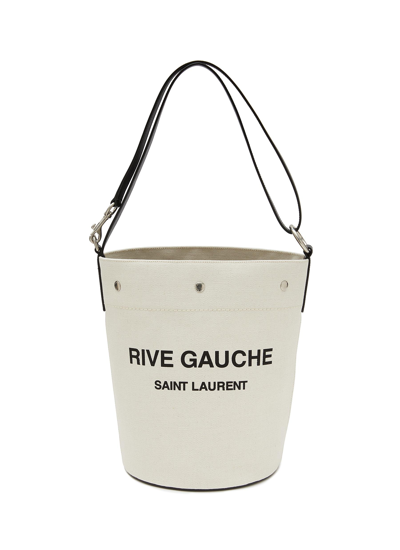 Saint Laurent ‘rive Gauche' Canvas Bucket Bag With Detachable Pouch In Neutral