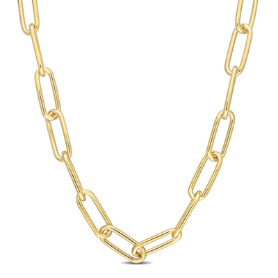 Amour Polished Paperclip Chain Necklace In 18k Yellow Gold Plated Sterling Silver