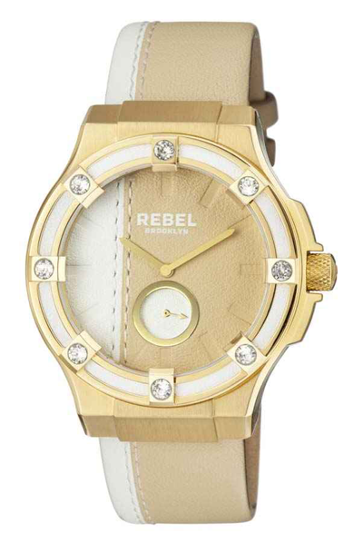 Rebel Flatbush Ladies Watch Rb119-9101 In Gold / Gold Tone / White