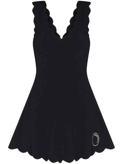 Marysia Venus Scalloped-edge Dress In Black