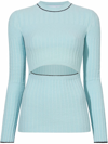 Proenza Schouler White Label Cut-out Bouclé Knitted Top In Blue