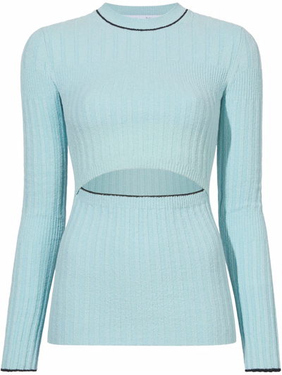 Proenza Schouler White Label Cut-out Bouclé Knitted Top In Blue