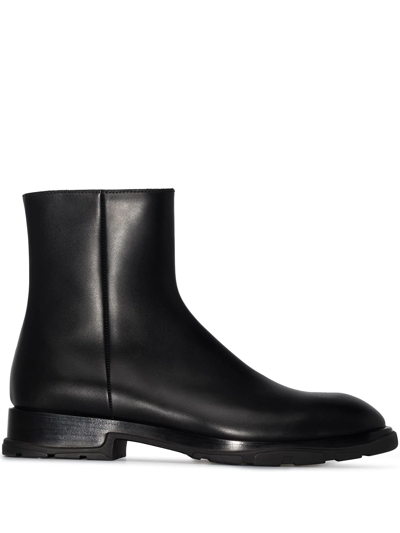 Alexander Mcqueen Zip-up Ankle Boots In Black