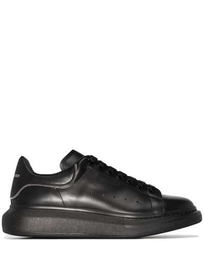 Alexander Mcqueen Men's Oversized Larry Leather Low-top Sneakers In Black