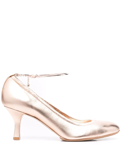 Casadei Metallic-effect Leather Pumps In Gold