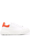 Casadei Off Road Lacroc Leather Sneakers In White And Orangina