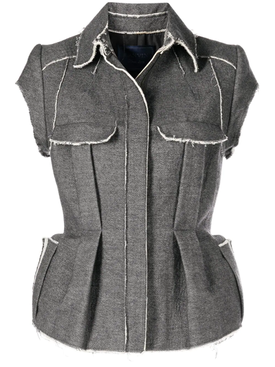 Pre-owned Lanvin 2010s Frayed Edges Sleeveless Jacket In Grey