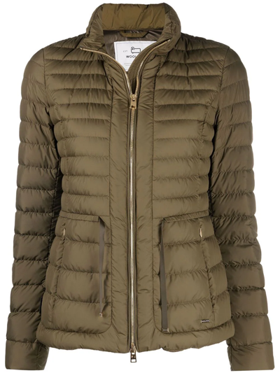Woolrich Quilted Feather-down Puffer Jacket In Green