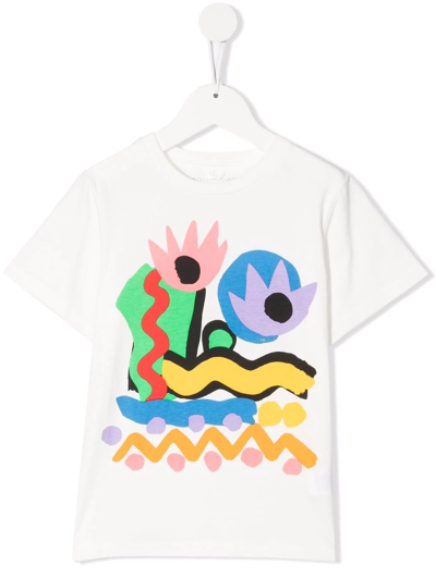Stella Mccartney Kids' Abstract-print Crewneck T-shirt In White