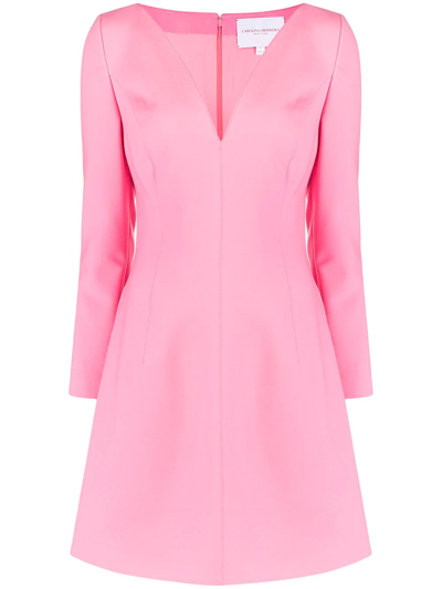 Carolina Herrera Flared Wool-blend Dress In Pink