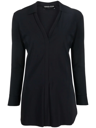 Le Petite Robe Di Chiara Boni Long-sleeve V-neck Shirt In Black