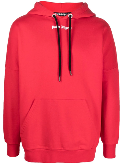 Palm Angels Logo-print Hoodie In Red White
