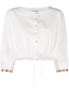 LE SIRENUSE BUTTON-UP CROPPED BLOUSE