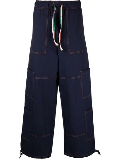 WALES BONNER DRAWSTRING-WAIST WIDE LEG TROUSERS 