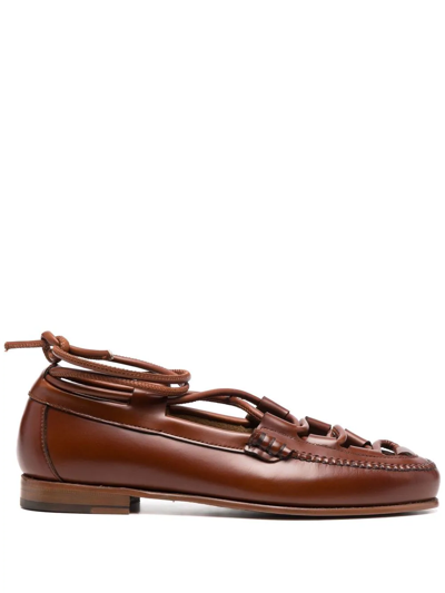 Hereu Ghillie Leather Loafers In Brown