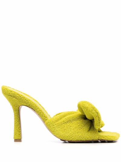 Bottega Veneta Stretch Bow-embellished Towelling Mules In Kiwi