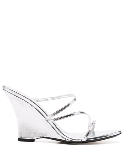 Alevì Fay 090 Wedges In Silver Leather In Argento