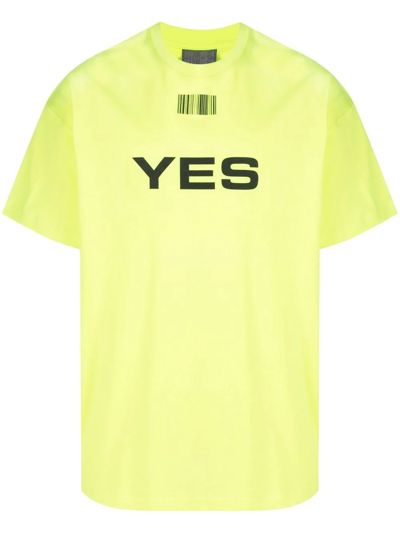 Vtmnts Slogan-print Cotton T-shirt In Yellow