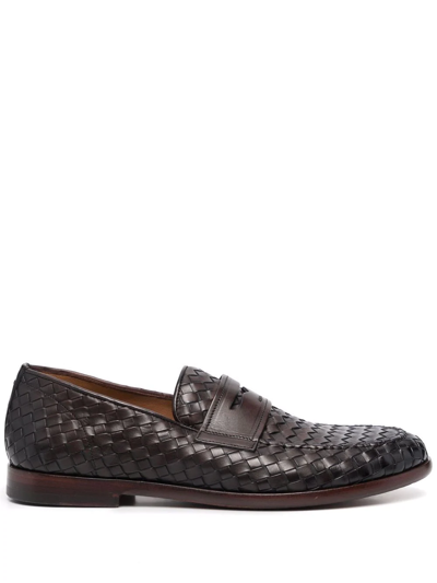 Doucal's Doucals Penny Dark Brown Woven Loafer