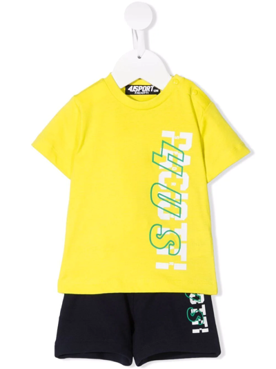 Cesare Paciotti 4us Babies' Logo-print Tracksuit Set In Yellow