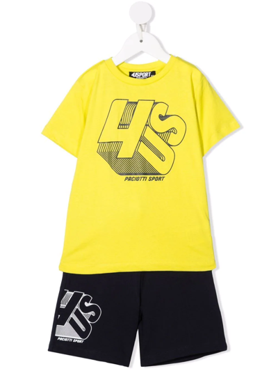 Cesare Paciotti 4us Kids' Logo-print Tracksuit Set In Yellow