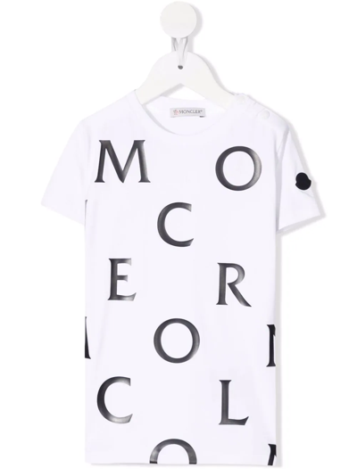 Moncler Babies' All-over Logo-print T-shirt In White