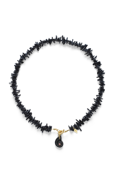 Anni Lu Women's Black Sun 18k Gold-plated Brass Beaded Resin Necklace
