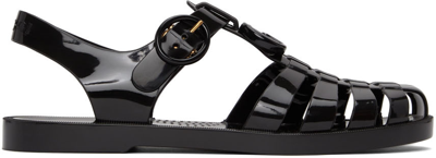 Gucci Double G Rubber Sandals In Black